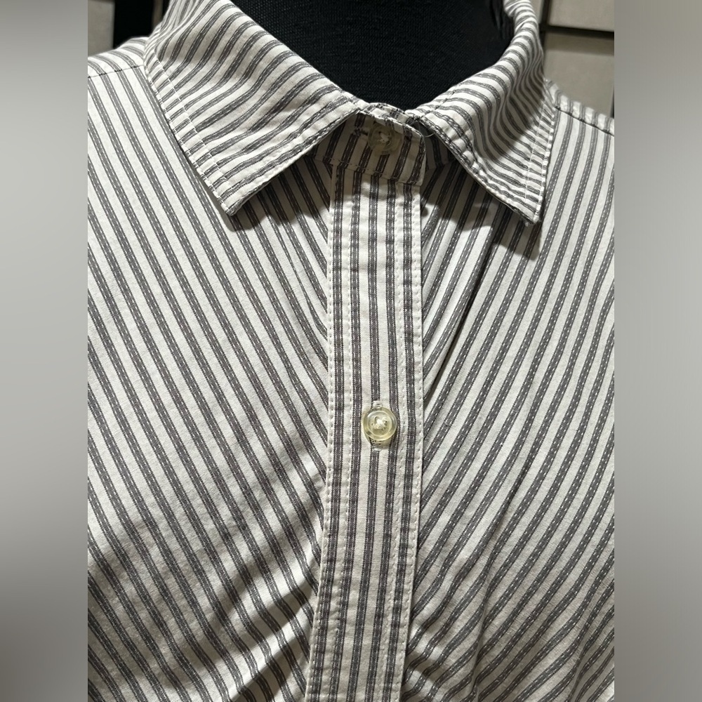 Norma Kamali GRAY Striped TWIST FRONT SHIRT DRESS WOMEN SIZE XL - Picture 8 of 11